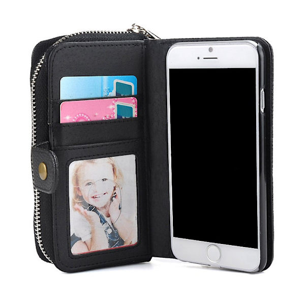 iPhone 6/6S - Lompakkokotelo ja magneettinen kotelo + Kynä Svart