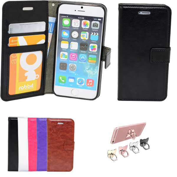 Läderfodral med ID-ficka för iPhone 5/5s Svart