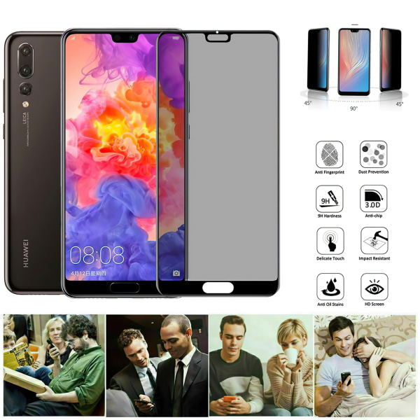 Huawei P20 Pro - Integritet Härdat Glas Sekretessskärmskydd