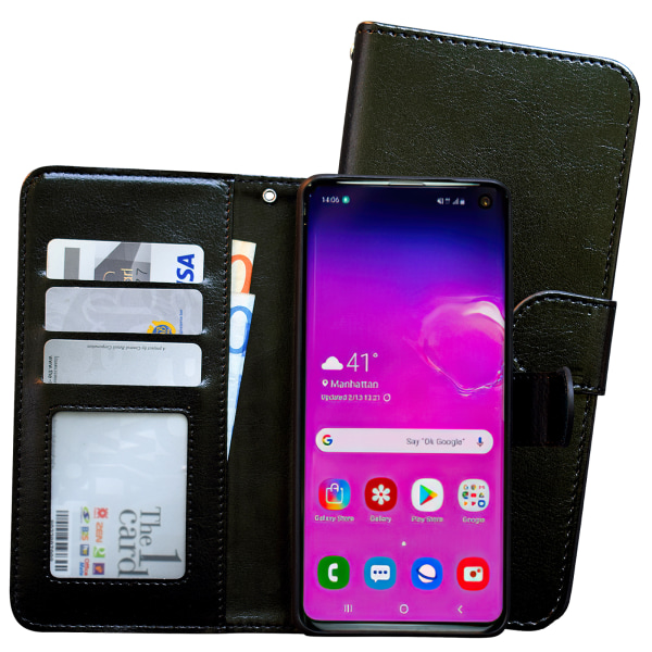 Samsung Galaxy S10 - PU-nahkainen case Svart