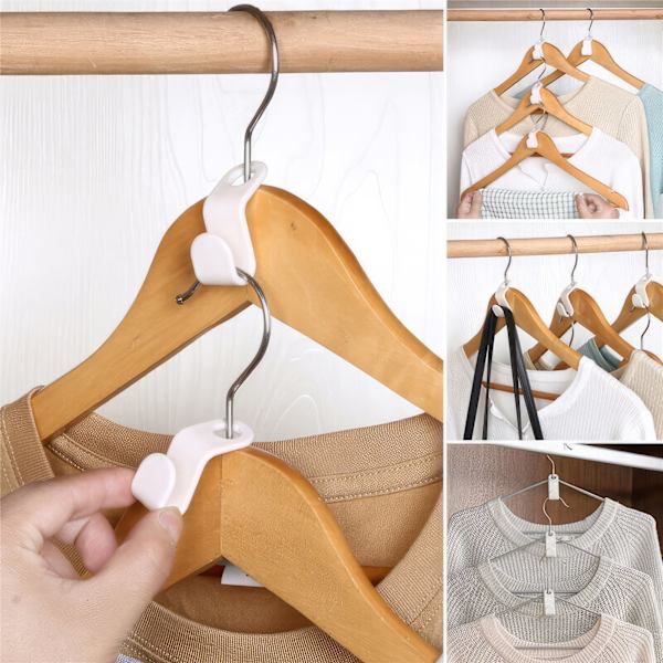 10x Tøj Bøjle Connector Kroge - Pladsbesparende Garderobe Organisering