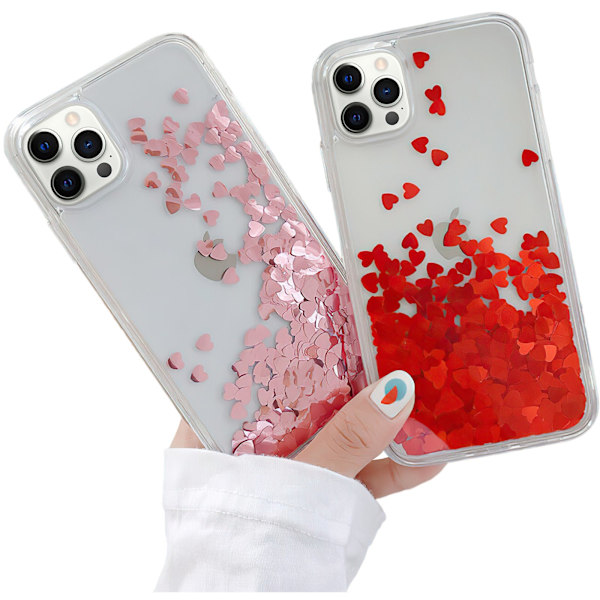 iPhone 12 Pro - Bevægeligt glitter 3D bling-telefoncover Rosa