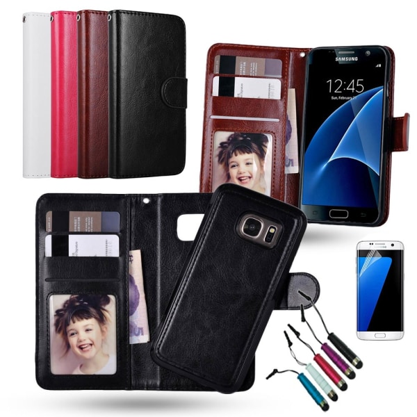 Nahkainen lompakko Samsung Galaxy S7:lle - Leatherlux! Svart