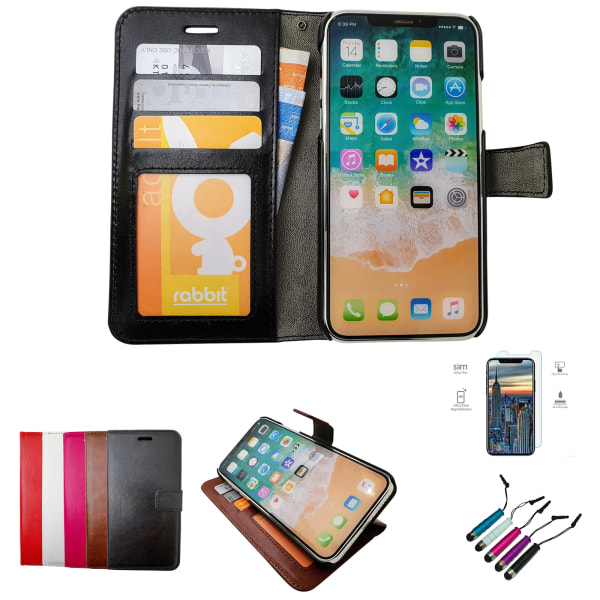 Smidigt Läderfodral för iPhone X/Xs - Plånboksfodral Svart
