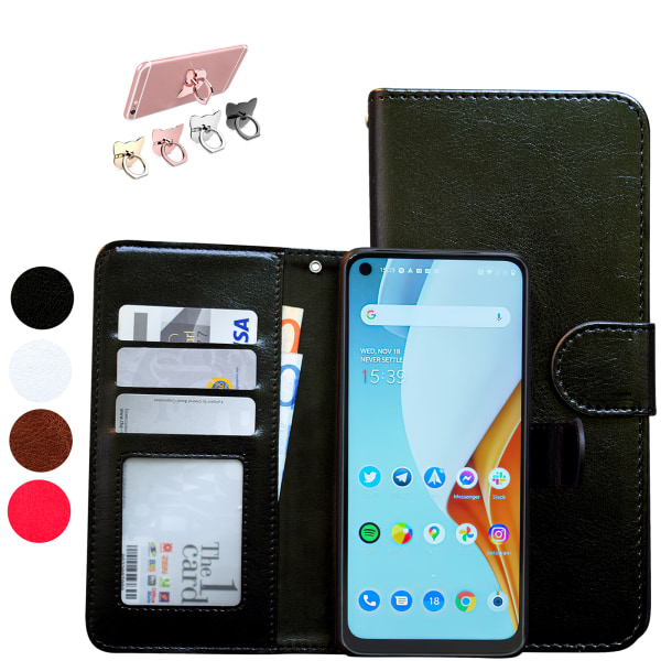 OnePlus Nord N100 - PU Læder Pung Etui Svart