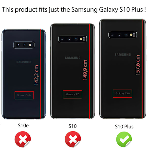 Samsung Galaxy S10 Plus - Läderfodral / Skydd Svart