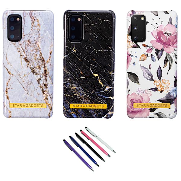 Samsung Galaxy S20 - Beskyttelse af etui Blomster / Marmor Svart