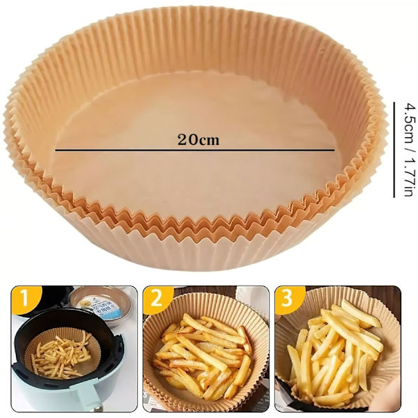 100 st Air Fryer Engångspapper- Non-Stick Bakplåtspapper
