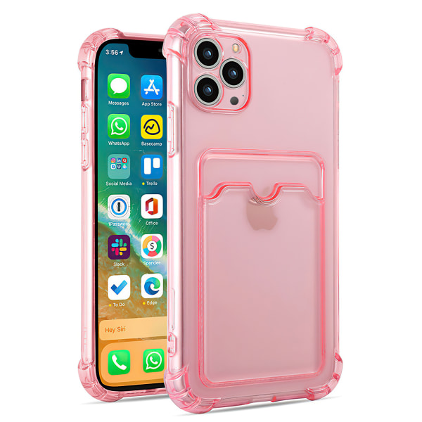 iPhone 13 Pro Max - Korttikotelo Suoja Läpinäkyvä Rosa