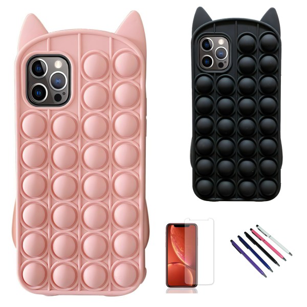 iPhone 12 Pro - Etui Beskyttelse Pop It Fidget Svart