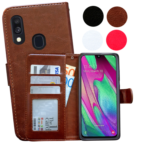 Samsung Galaxy A40 - PU Læder Pung Etui Brun