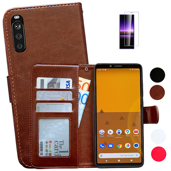 Sony Xperia 10 II - PU Læder Pung Etui Svart