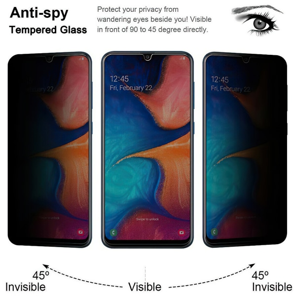 Samsung Galaxy A20e - Integritet Härdat Glas Sekretessskärmsky