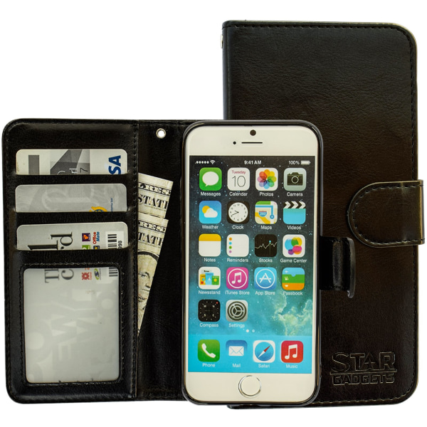 Beskyt din iPhone 7/8/SE - Læder taske! Svart
