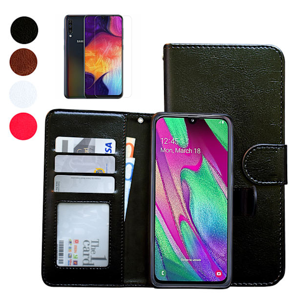 Samsung Galaxy A40 - PU Læder Pung Etui Vit