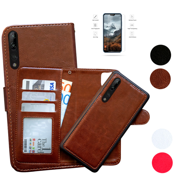 Huawei P20 Pro - PU Læder Pung Etui + Skærmbeskyttelse Svart