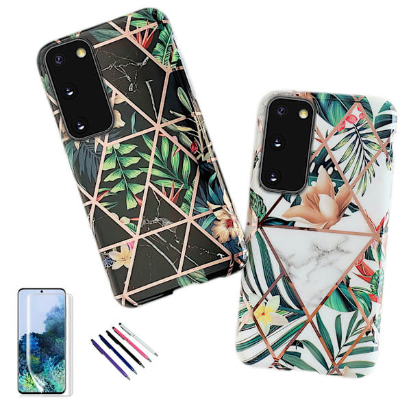 Samsung Galaxy S20 - Geometrisk Blomster Etui Vit