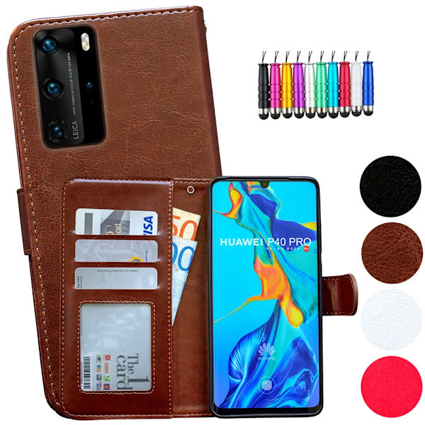 Beskyt din Huawei P40 Pro - Læderetui! Brun
