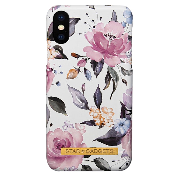 iPhone X/Xs - Skal / Skydd / Blommor / Marmor Svart