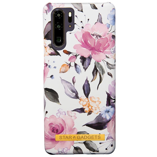 Huawei P30 Pro - Beskyttelse af blomster / marmor Svart