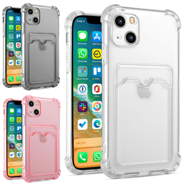iPhone 15 - Korttikotelo Suoja Läpinäkyvä Rosa