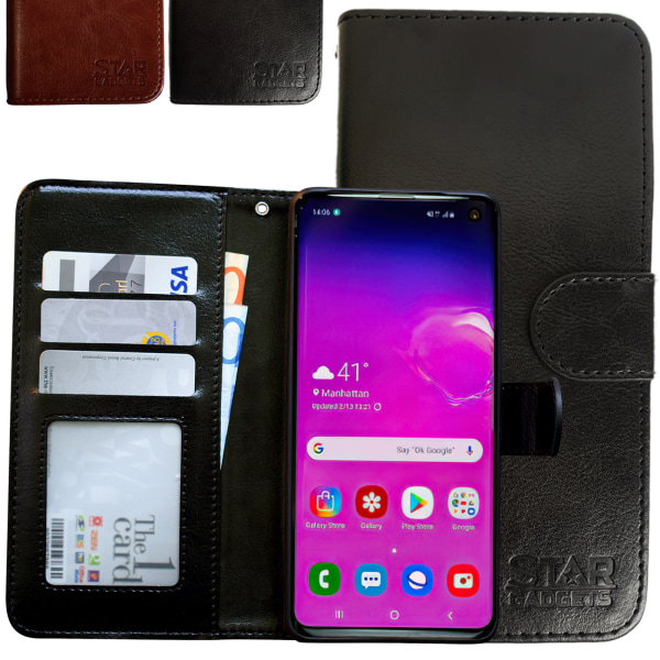 Samsung Galaxy S10 - PU Læderpung Etui Brun