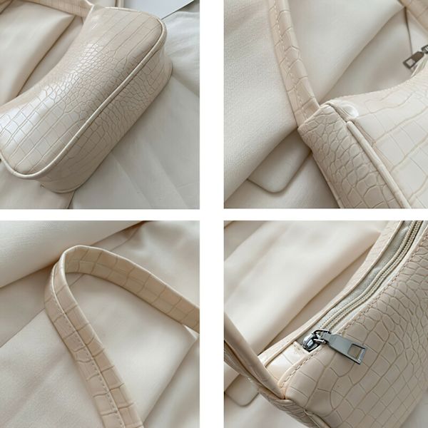 Handväska i Alligator Mönster Axelväska för Modeälskare Beige
