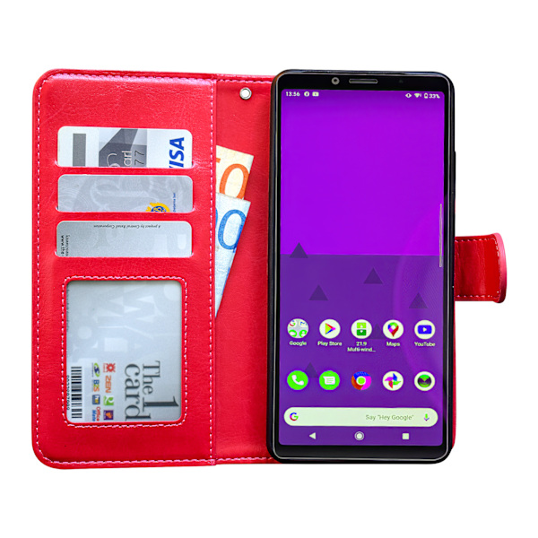 Sony Xperia 10 II - PU Læder Pung Etui Svart