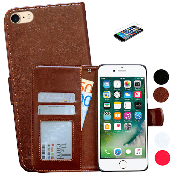 Nahkainen lompakkokotelo ja suoja iPhone 5/5s/SE2016 -puhelimille Vit