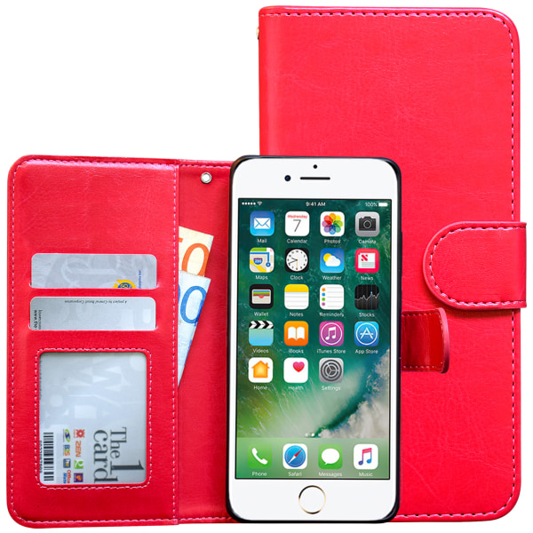 iPhone 5/5s/SE2016 - Pung etui i læder + Touch pen Rosa
