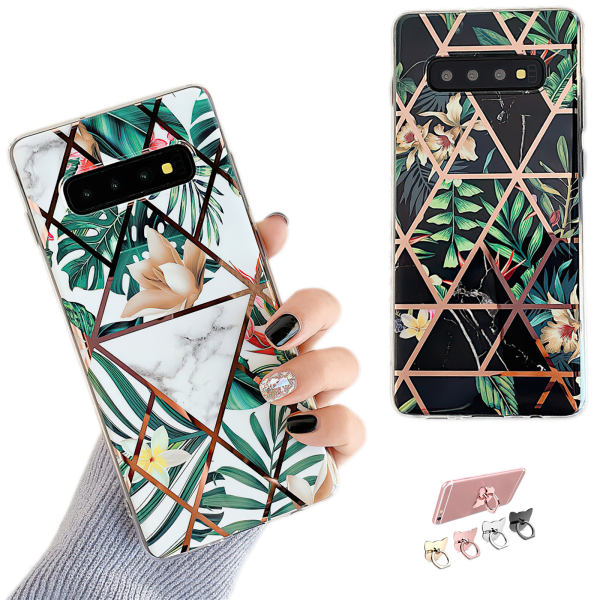 Samsung Galaxy S10 - Geometrisk Blomster Etui Vit