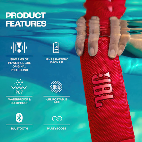 JBL Flip 6 - Bärbar Bluetooth-högtalare med kraftfullt ljud oc
