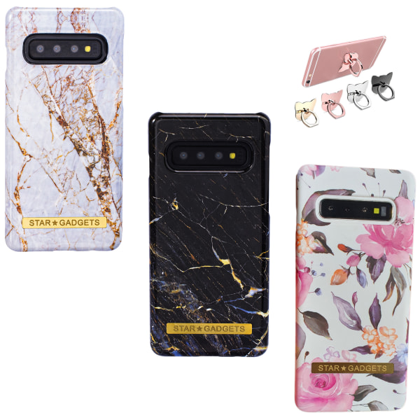 Samsung Galaxy S10 - Etui Beskyttelse Marmor / Rose Svart