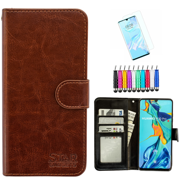 Huawei P30 Pro - PU Læder Pung Etui Svart