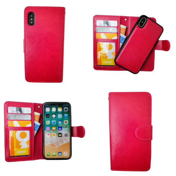 3-in-1: iPhone X/Xs lompakkokotelo + magneettinen kansi Rosa