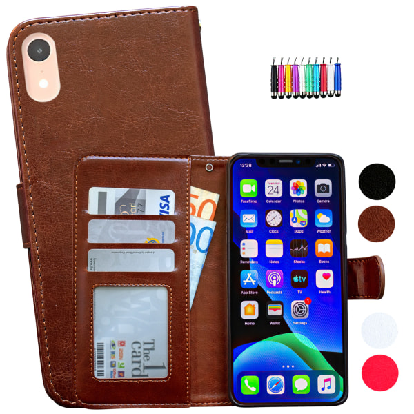 iPhone Xr - Nahkakotelo / Lompakko Brun
