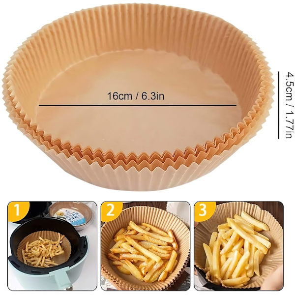 100 stk. Air Fryer engangspapir - Non-Stick bagepapir
