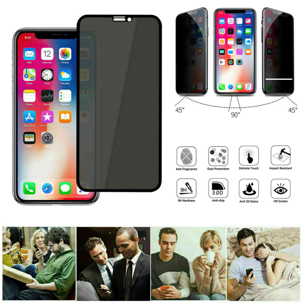 iPhone Xs Max - Integritet Härdat Glas Sekretessskärmskydd