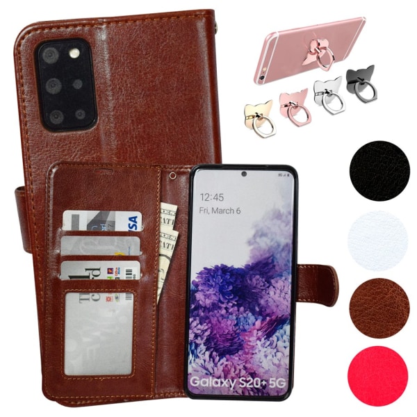 Suojaa Galaxy S20 Plus - Nahkakotelo Rosa