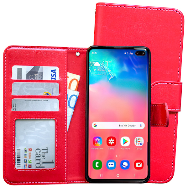 Samsung Galaxy S10 Plus - PU Læder Pung Etui Svart