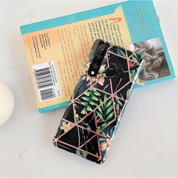 Huawei P30 Lite - Geometrisk Blomster Etui Vit