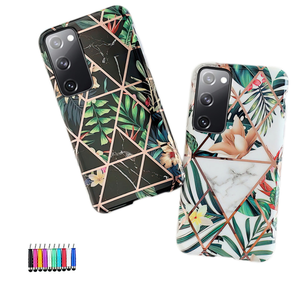 Samsung Galaxy S20 FE - Geometrisk Blomster Etui Vit