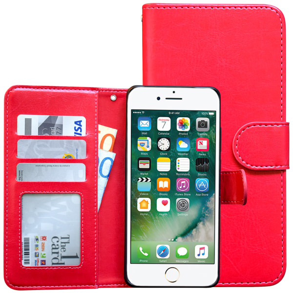 iPhone 7 Plus / 8 Plus - Plånboksfodral / Skydd Rosa