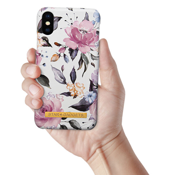 iPhone X/Xs - Skal / Skydd / Blommor / Marmor Vit