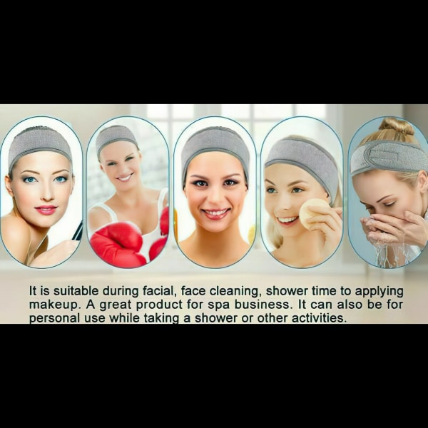 Justerbar elastisk makeup-hårbånd Brusebad med ansigtsbøjle Svart