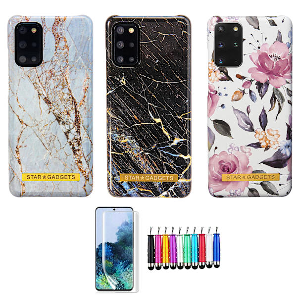 Samsung Galaxy S20 Plus - Skal / Skydd / Blommor / Marmor Rosa