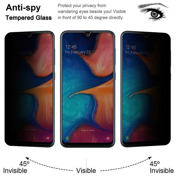 Samsung Galaxy A20e - Privacy hærdet glas skærmbeskytter Pr
