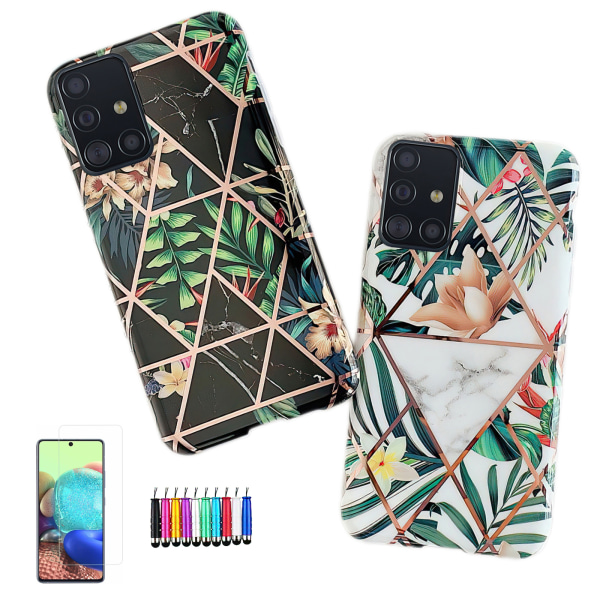 Samsung Galaxy A51 - Geometrisk Blomster Etui Vit