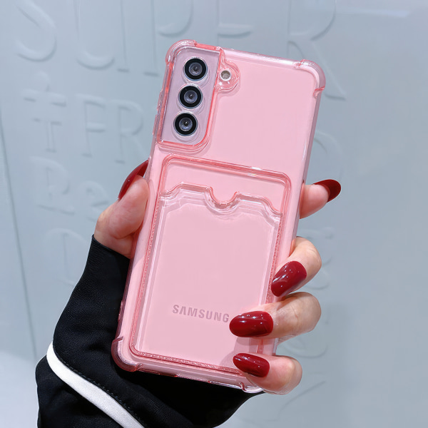 Samsung Galaxy S21 5G - Kortetui beskyttelse gennemsigtig Rosa