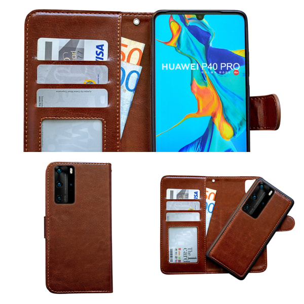 Huawei P40 Pro - PU-nahkainen case Vit